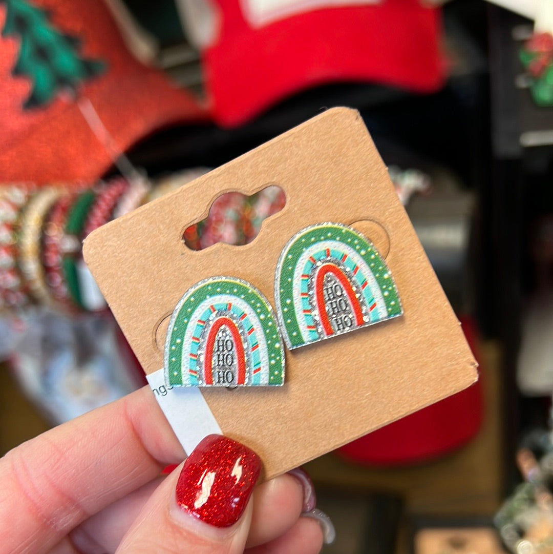 Rainbow Christmas Acrylic Stud Earrings