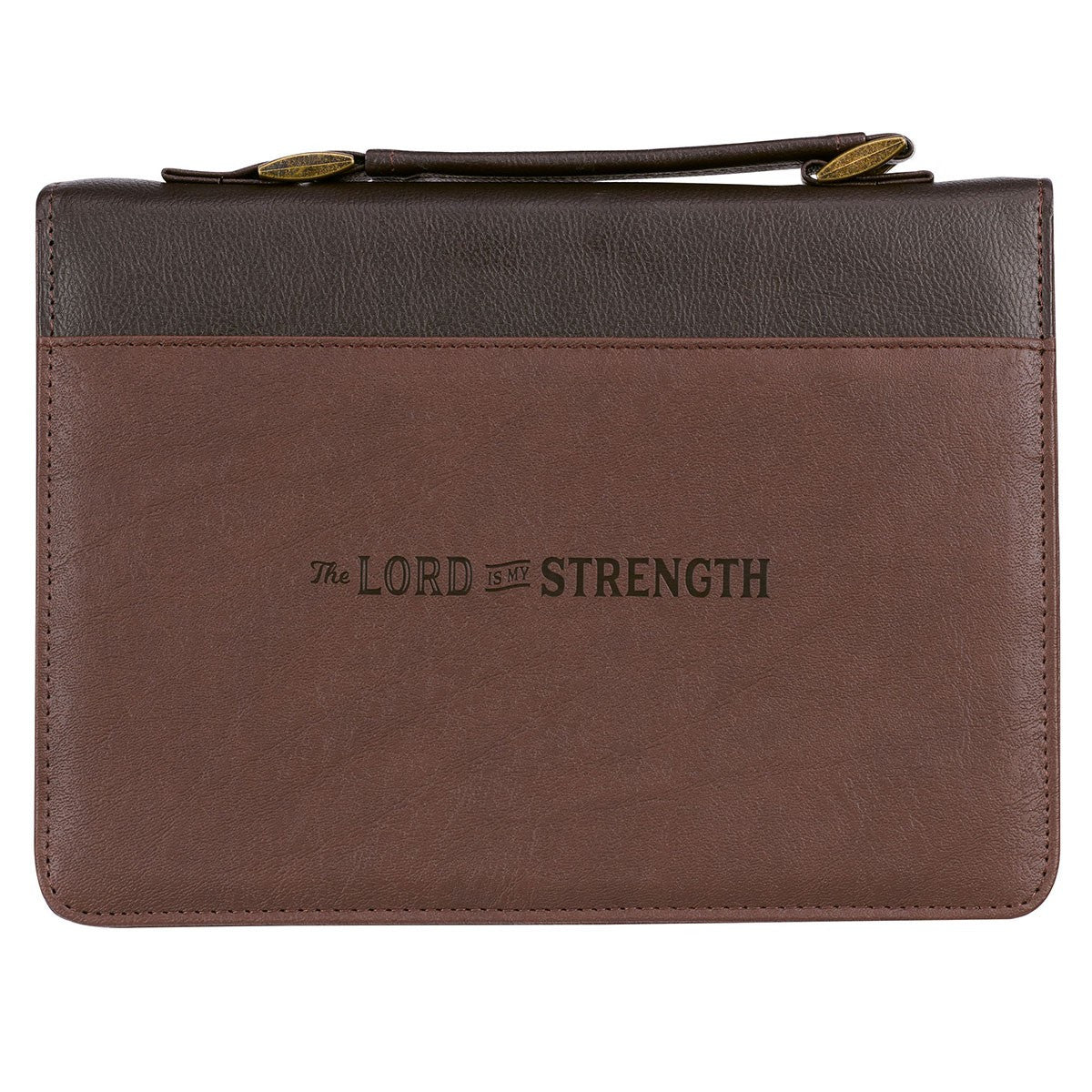 The Lord Is My Strength Brown Faux Leather Bible Cover-MEDIUM