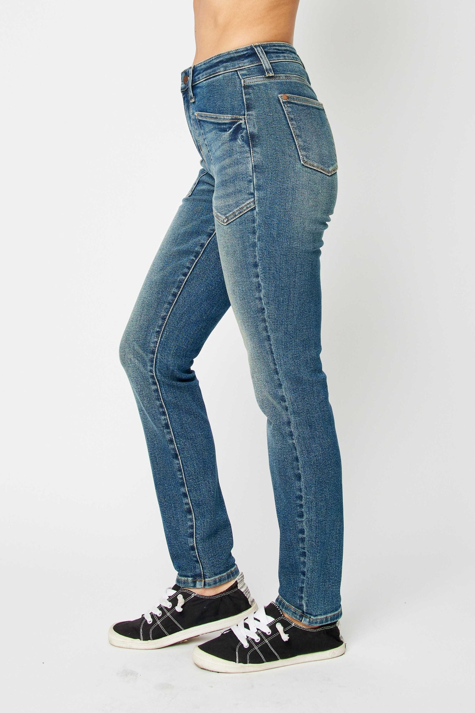 DARKWASH HIGH WAIST CLASSIC RELAXED JUDY BLUE DENIM-PLUS