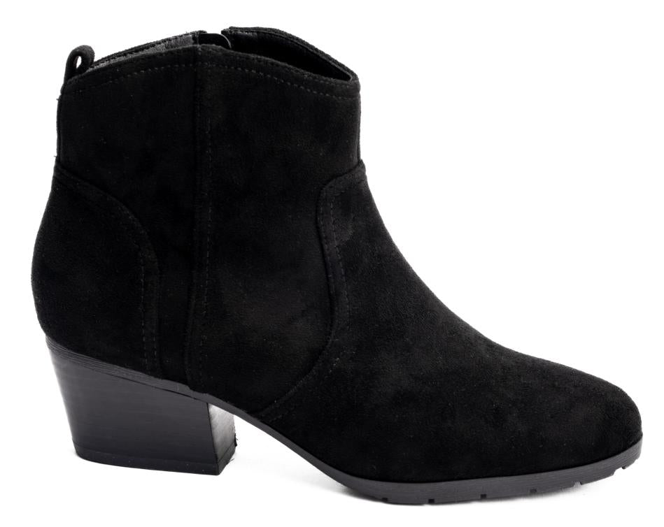 YONDER BLACK FAUX SUEDE CORKYS BOOTIE BOOTS