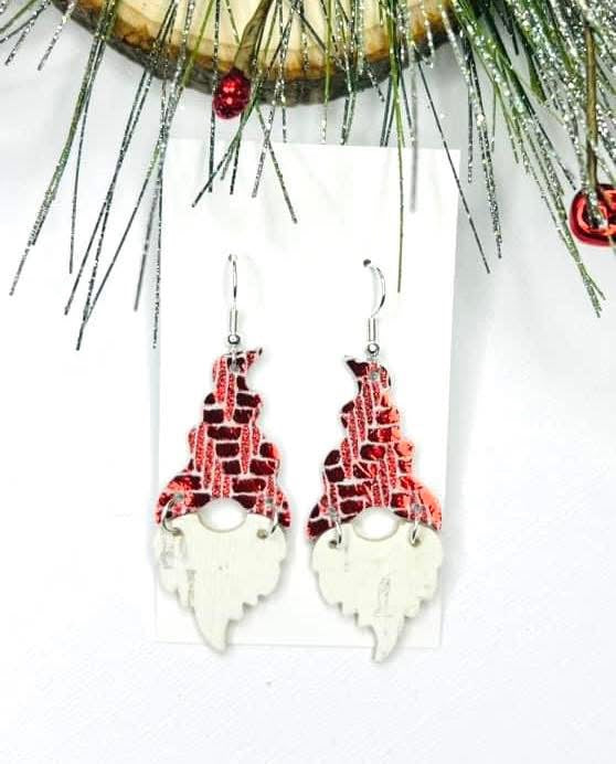 GNOME CHRISTMAS BEARD HANDMADE EARRINGS BY B.O.D