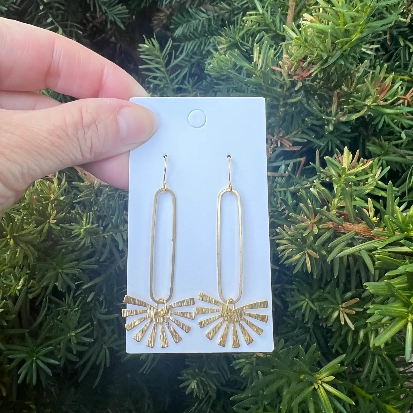GOLD BURST LONG DROP METAL STATEMENT HANDMADE BBB EARRINGS
