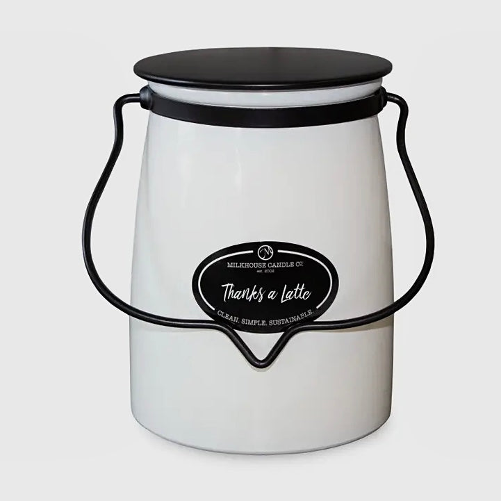 THANKS A LATTE 22 OZ BUTTER JAR MILKHOUSE CANDLE CO