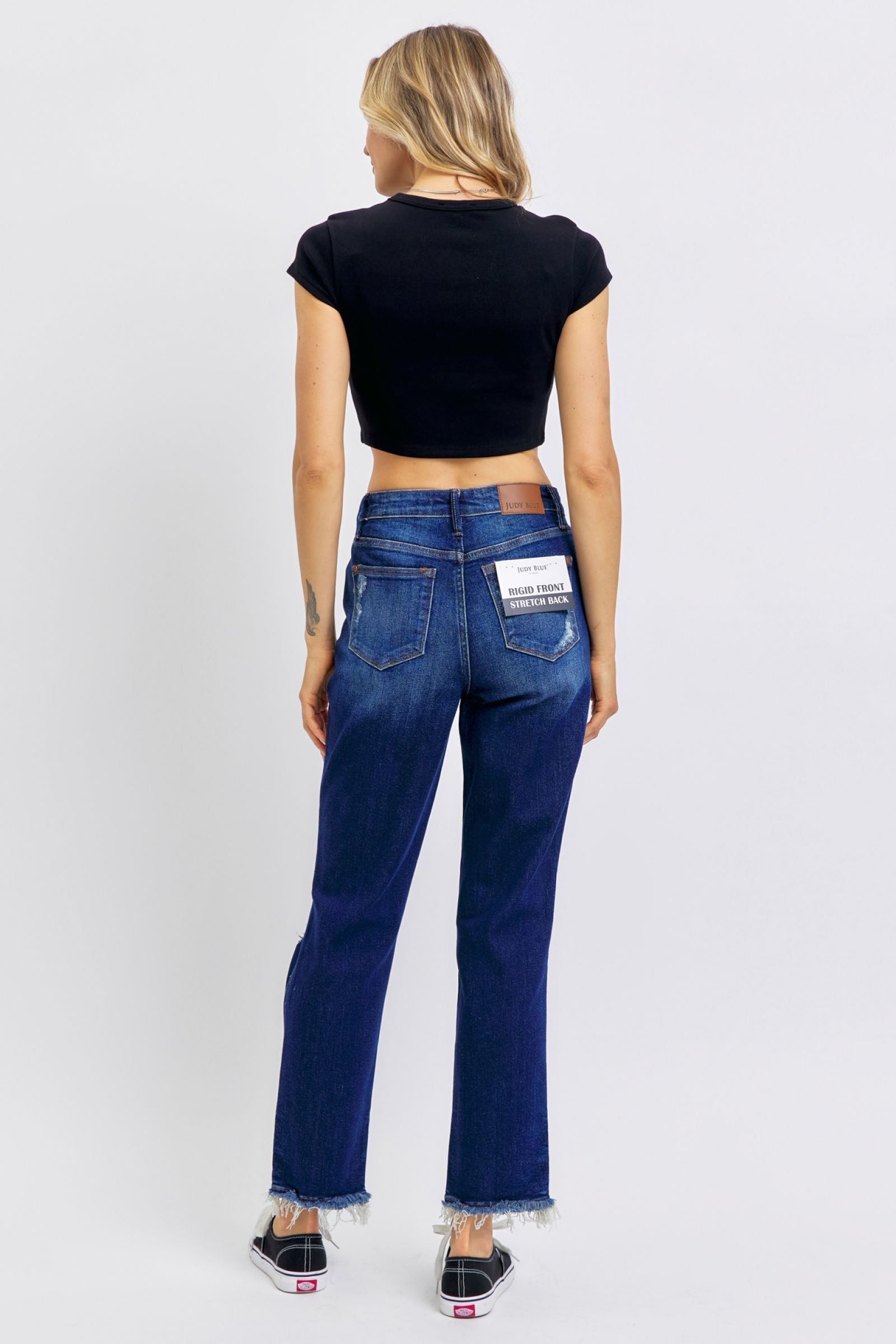 HIGH WAIST RIGID MAGIC HEAVY DESTROYED STRAIGHT DARKWASH JUDY BLUE DENIM-PLUS