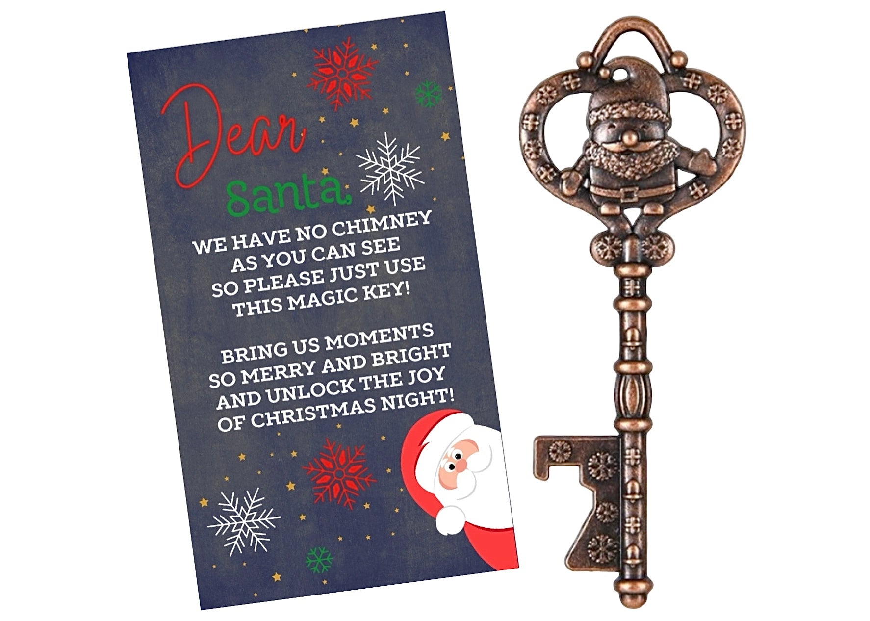 SANTA'S MAGIC KEY ORNAMENT FOR KIDS HOLIDAY TRADITION CHRISTMAS DECOR WITH EXPLANATION CARD