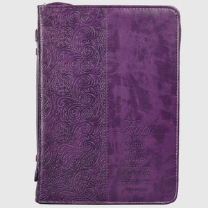 Faith Purple Faux Leather Fashion Bible Cover Hebrews 11:1 - MEDIUM