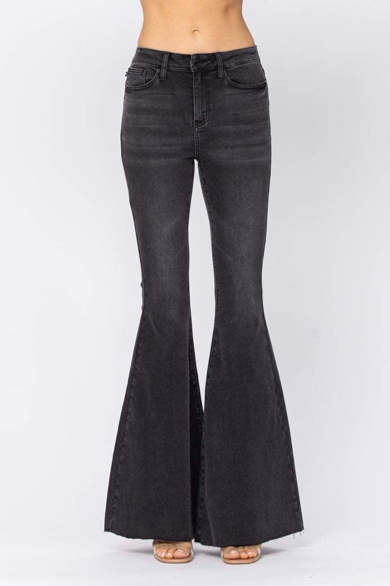 JUDY BLUE SUPER FLARE 35" INSEAM HIGH RISE BLACK DENIM- SIZES 5 & 9 left.