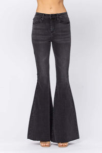 JUDY BLUE SUPER FLARE 35" INSEAM HIGH RISE BLACK DENIM- SIZES 5 & 9 left.