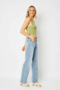 LIGHT WASH HIGH WAIST STRAIGHT LEG JUDY BLUE DENIM