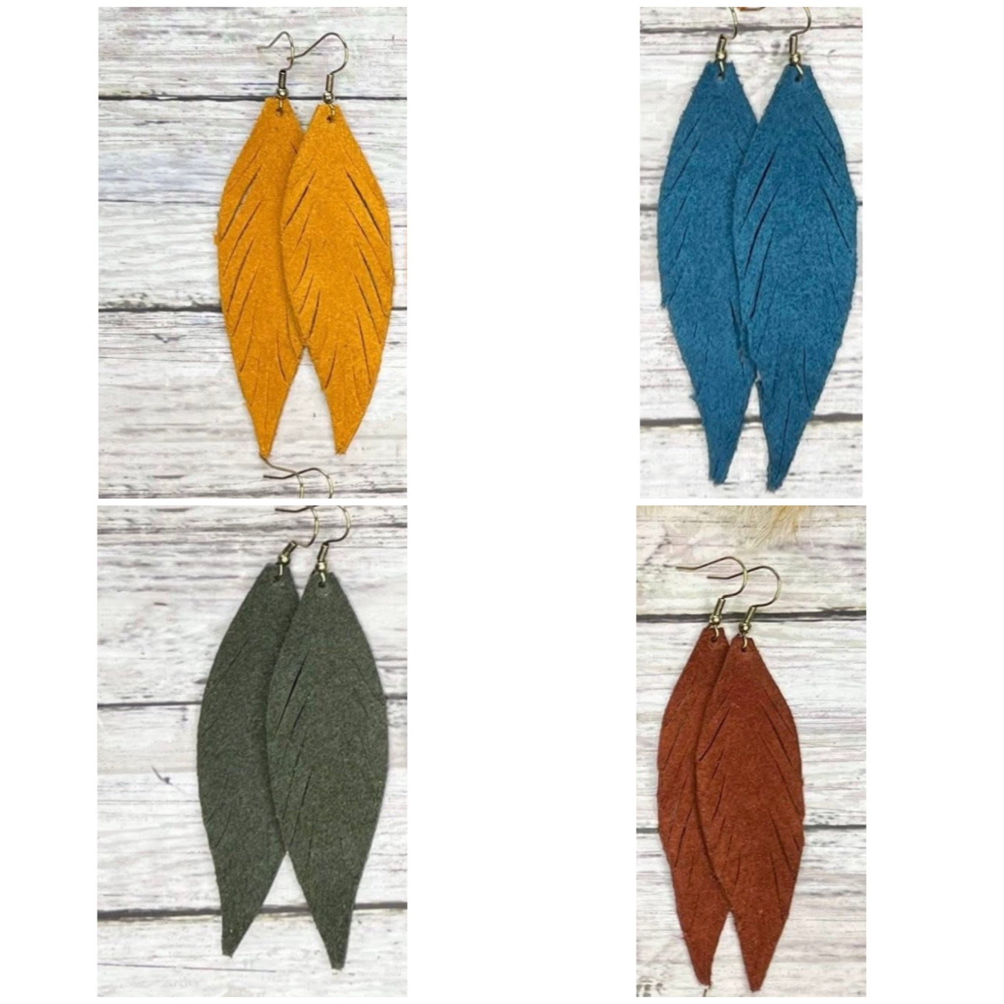 LONG FEATHER LIGHTWEIGHT LEATHER HANDMADE EARRINGS BY B.O.D