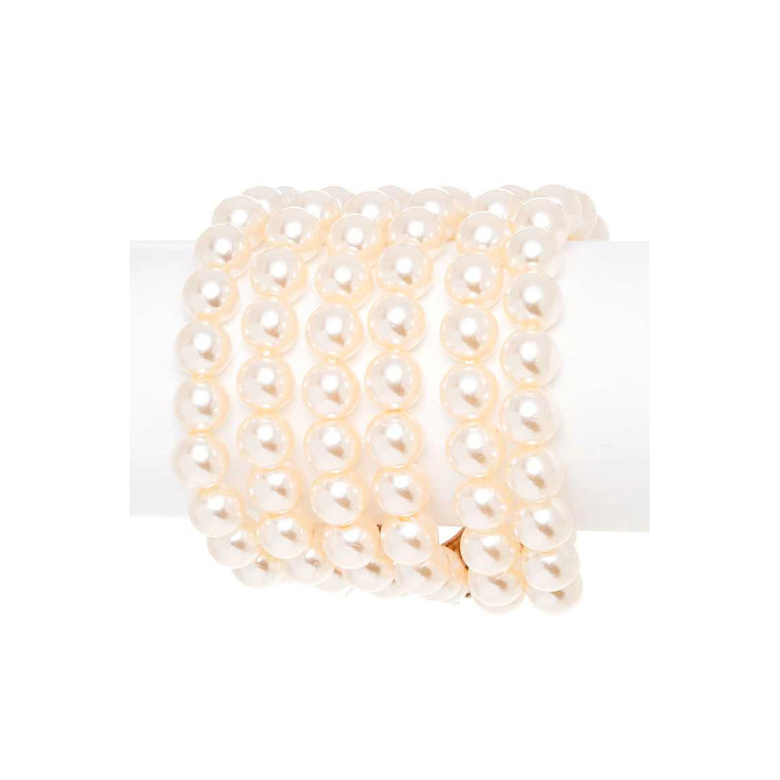 CRYSTAL FLOWER SHAPE CLUSTER OF RHINESTONES PEARL LAYERED STATEMENT COCKTAIL-FORMAL BRACELET