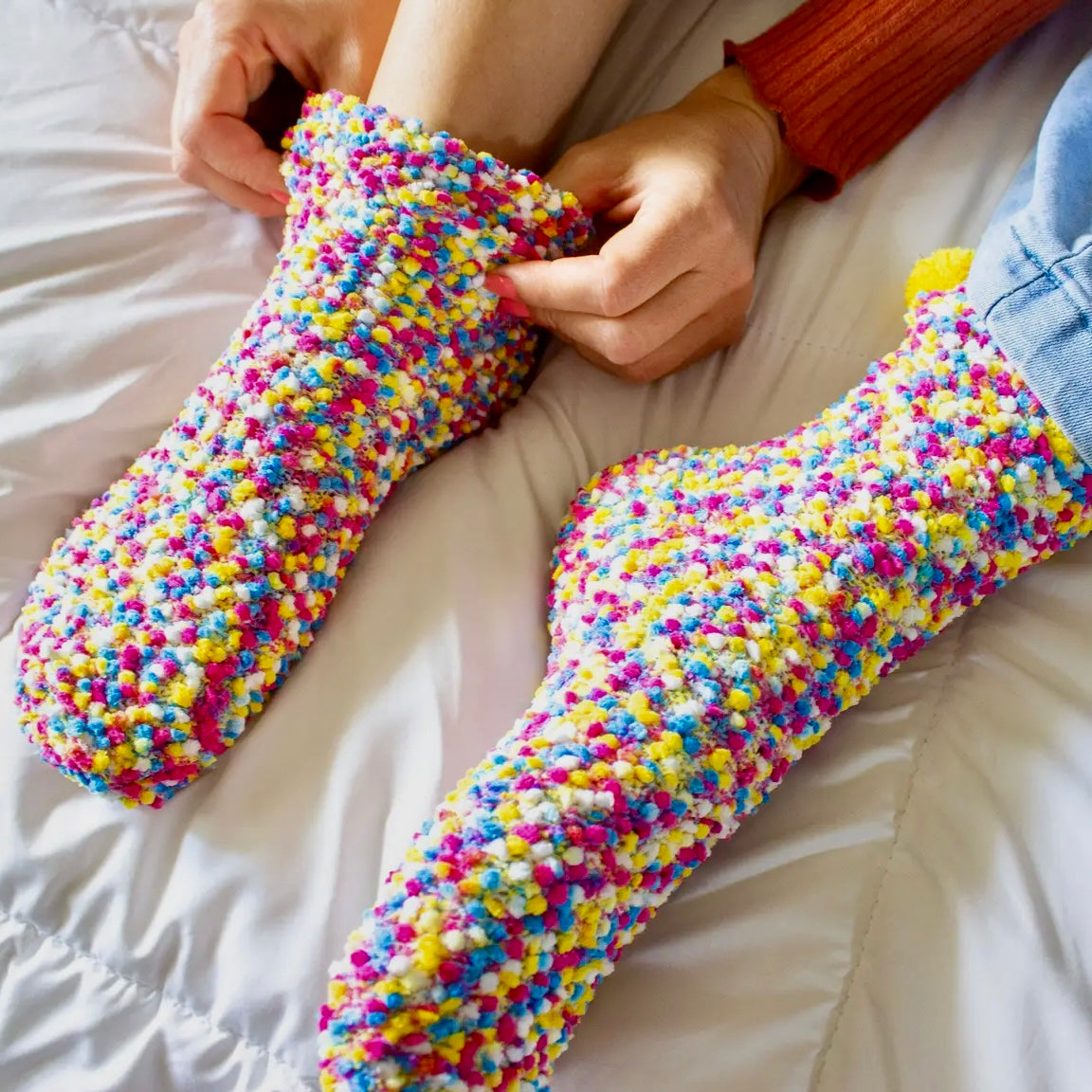HAPPY BIRTHDAY COZY CUPCAKE SOCKS HANDCRAFTED BY DAISY DUNES