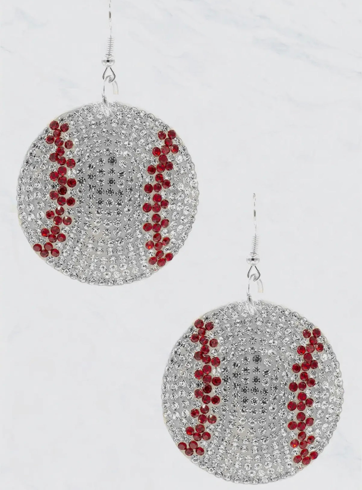 BASEBALL 3D GLITTERY RHINESTONE SUEDE CUSHION EARRINGS