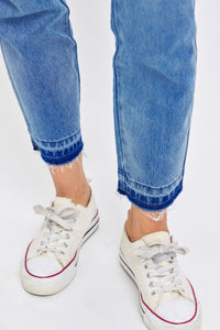 RIGID MAGIC MEDIUM WASH MID RISE RELEASE HEM BOYFRIEND FIT JUDY BLUE DENIM-PLUS