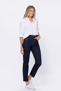 DARKWASH HIGH RISE RINSE WASH MOM JEAN JUDY BLUE DENIM-PLUS