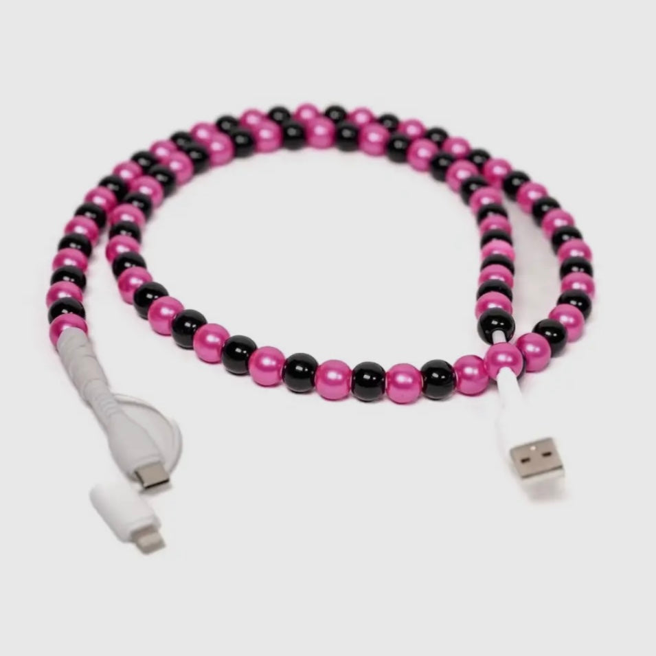 FANCY SMANCY BEADED CHARGING CABLES (USB-A TO DUAL USB-C / LIGHTENING 3 FOOT