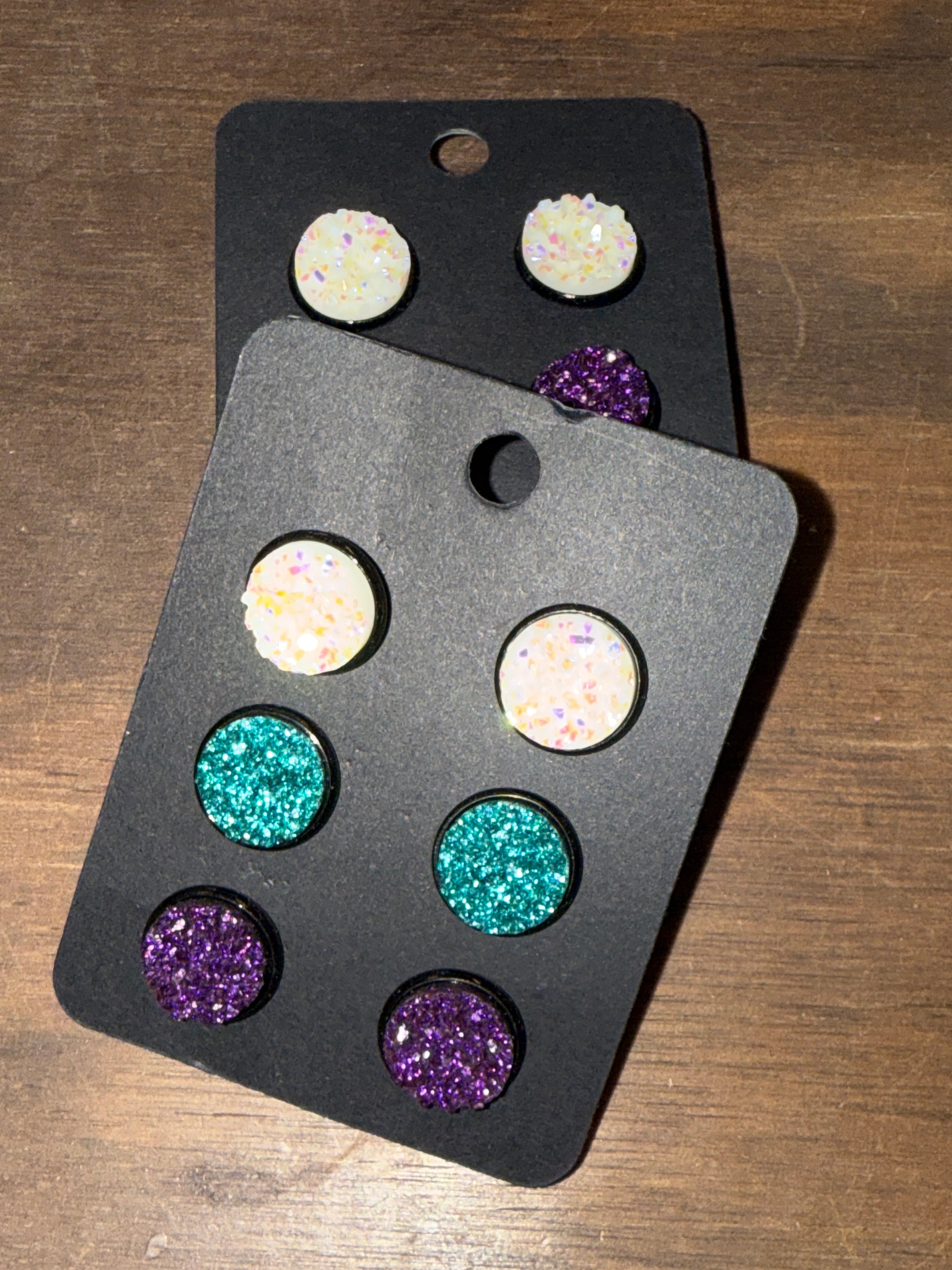 Mystical Mermaid 3 Pack Black Druzy 12mm Earring Set - SALE