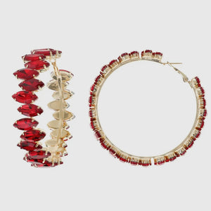 Sophia Collection Rhinestone Gemstone Hoop Earrings