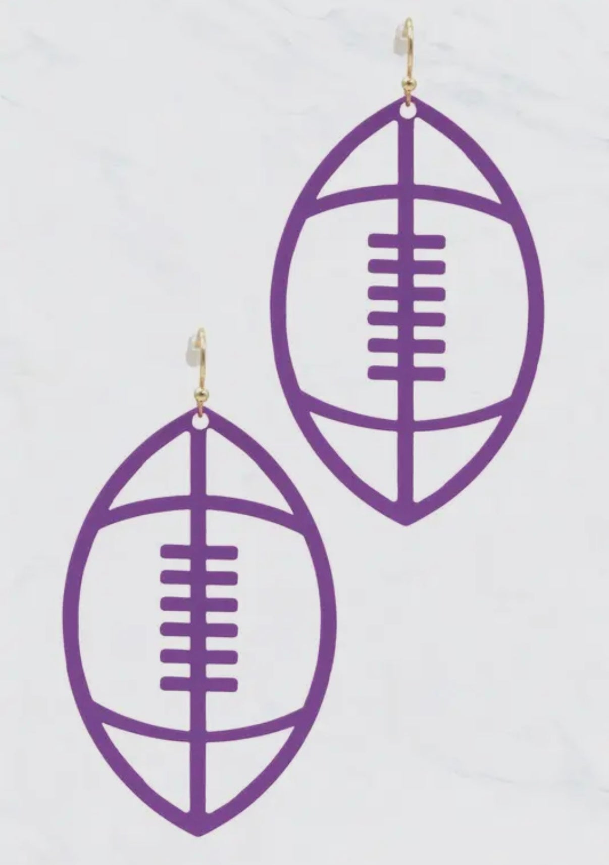 COLORED FILIGREE THIN FOOTBALL CUTOUT EARRINGS