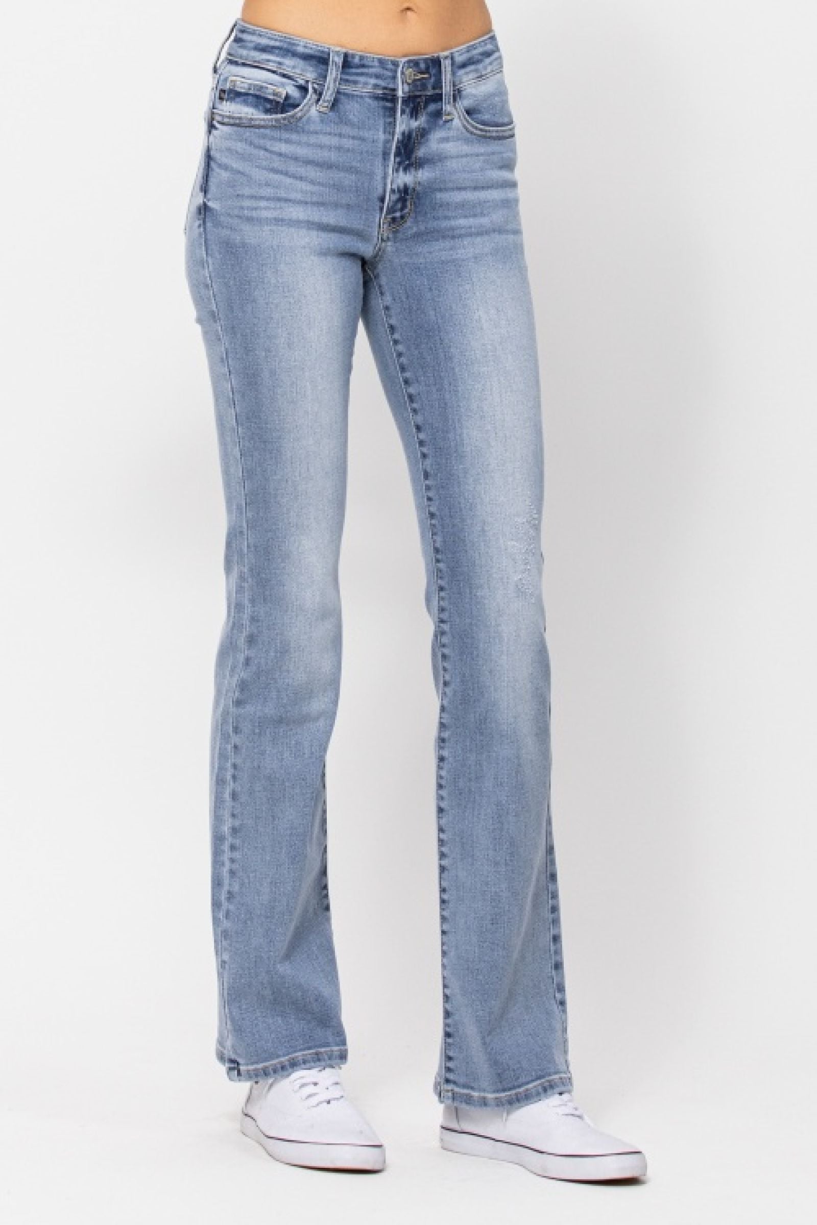 LIGHT WASH CORE MID RISE BOOT CUT JUDY BLUE DENIM-PLUS