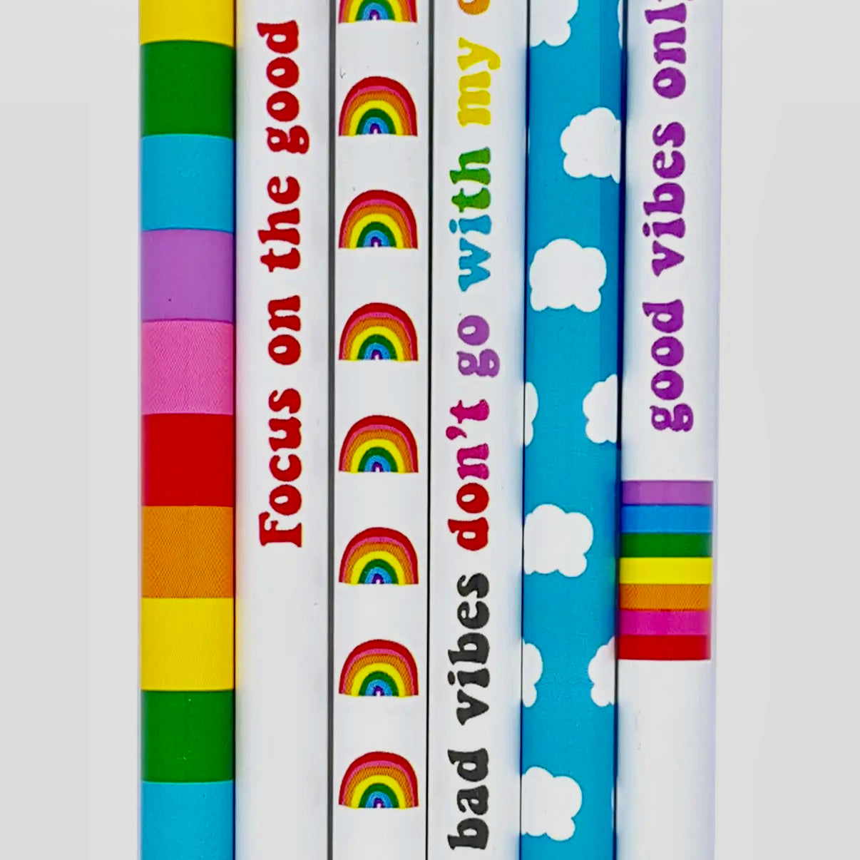 GOOD VIBES ONLY RAINBOW WRITING PENCILS SET