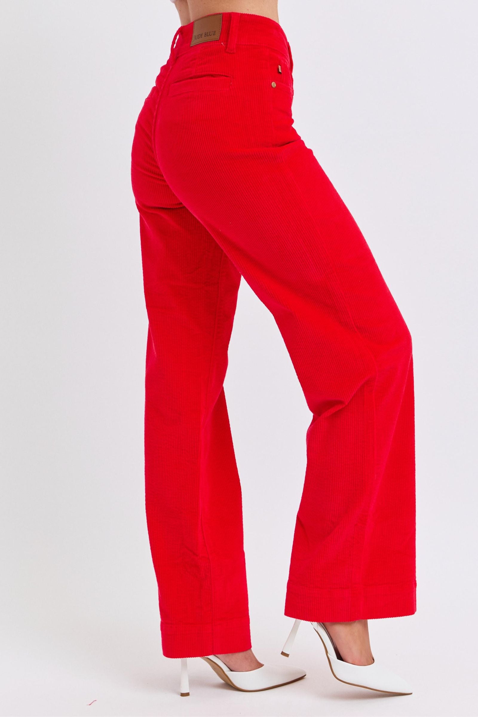 RUBY HIGH WAIST CORDUROY TROUSER WIDE LEG JUDY BLUE DENIM