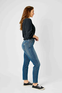 HIGH WAIST TUMMY CONTROL SLIM DARKWASH JUDY BLUE DENIM-PLUS