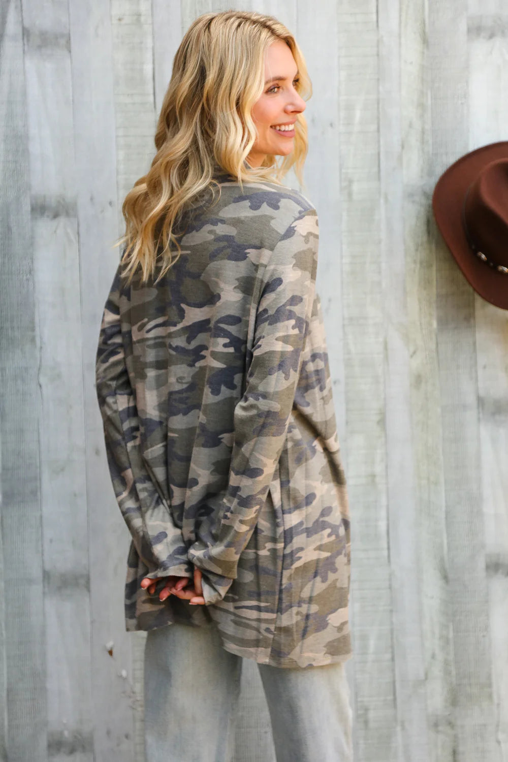 CAMO FRENCH TERRY CARDIGAN-PLUS