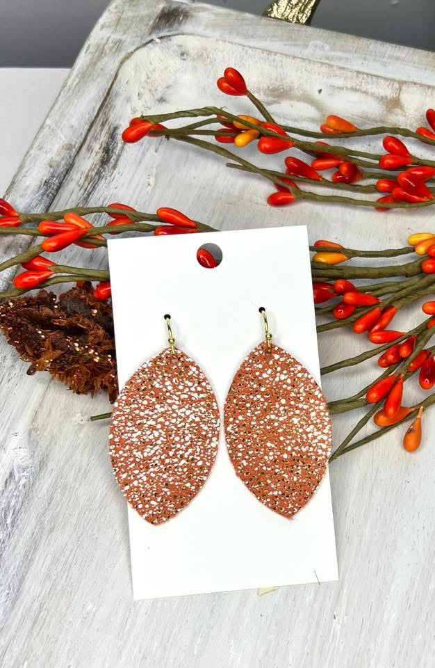 SHIMMER METALLIC TEARDROP LEATHER HANDMADE EARRINGS BY B.O.D