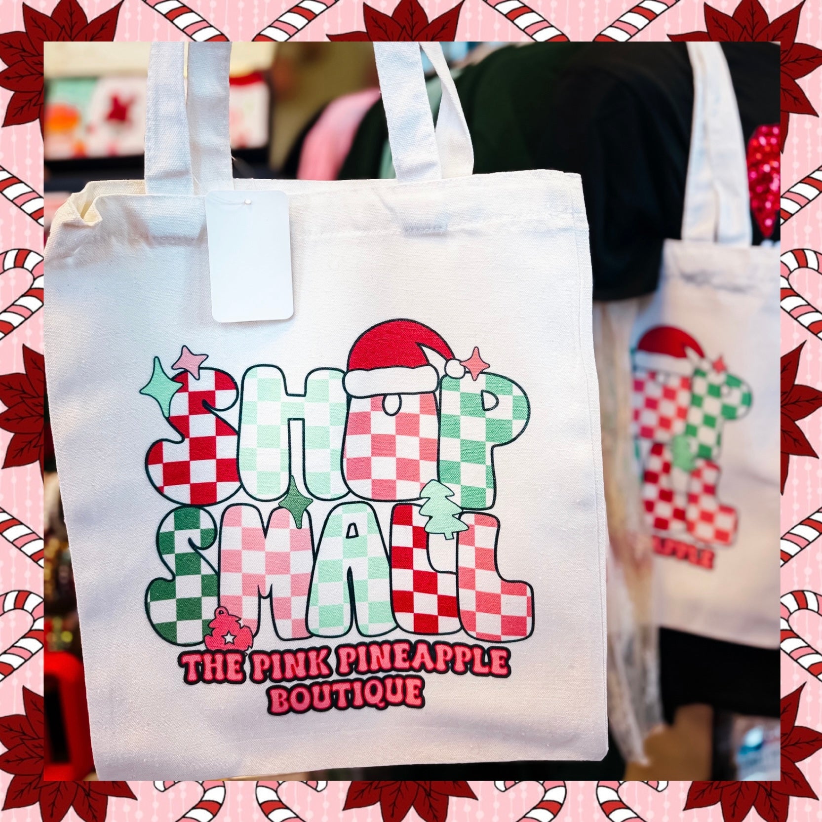 SHOP SMALL CUSTOM CANVAS TOTE BAG THE PINK PINEAPPLE BOUTIQUE