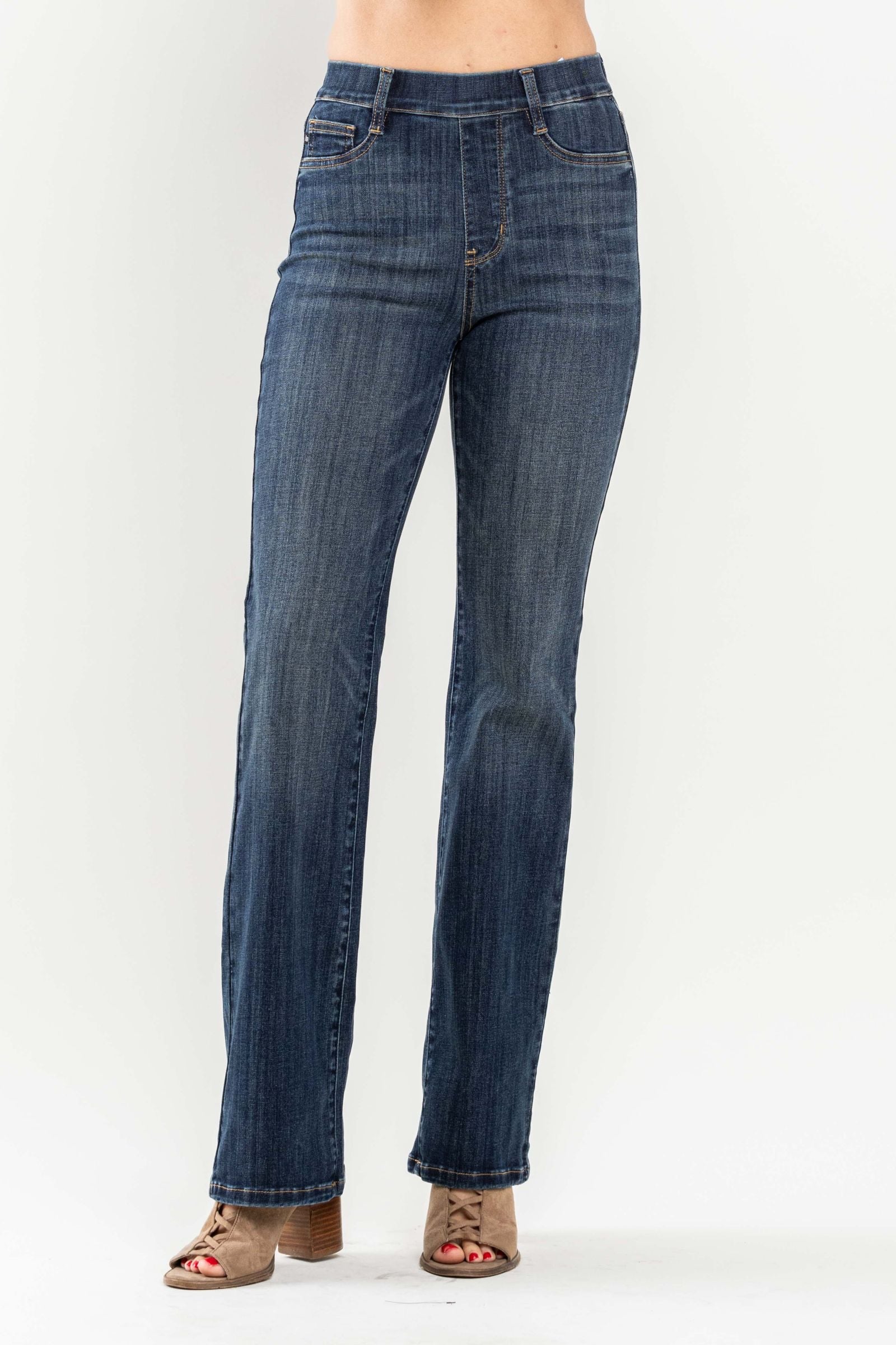 High Waist Vintage Pull On Slim Bootcut Darkwash Judy Blue Denim- SIZES 1 & 3 left.