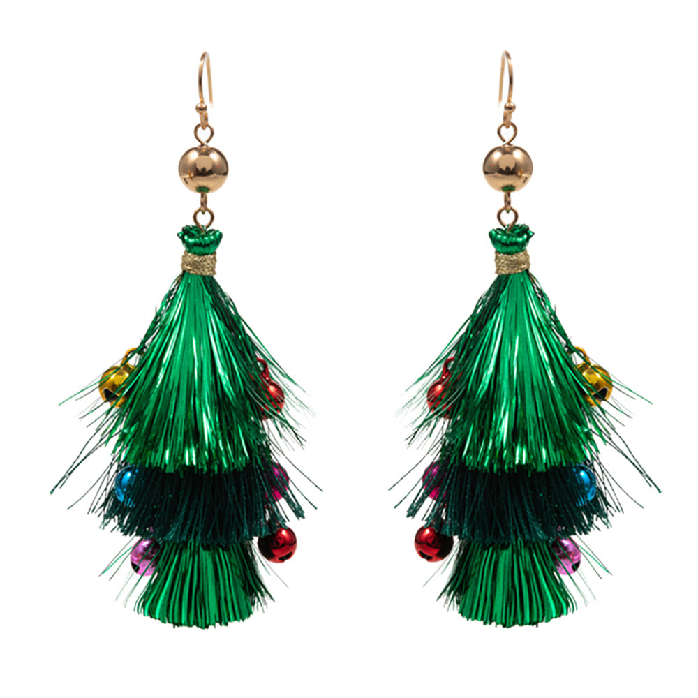 TASSEL CHRISTMAS BALLS BEADED SPARKLY FOIL EARRINGS