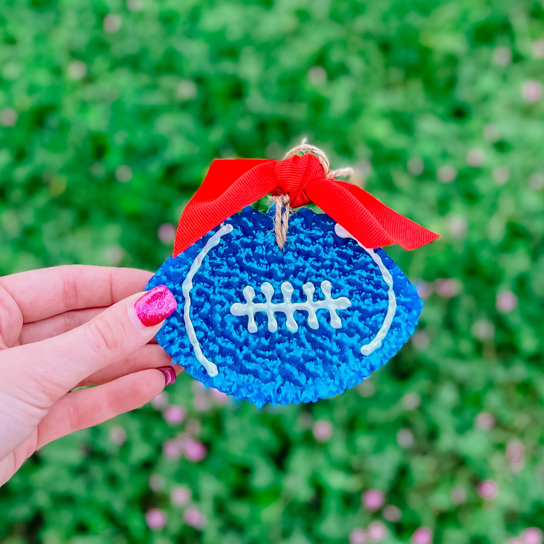 Football Aqua Di Gio Blue & Red Ribbon Freshie