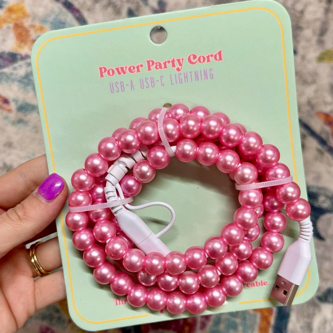 FANCY SMANCY BEADED CHARGING CABLES (USB-A TO DUAL USB-C / LIGHTENING 3 FOOT