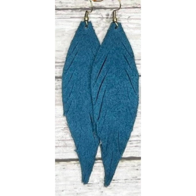 LONG FEATHER LIGHTWEIGHT LEATHER HANDMADE EARRINGS BY B.O.D