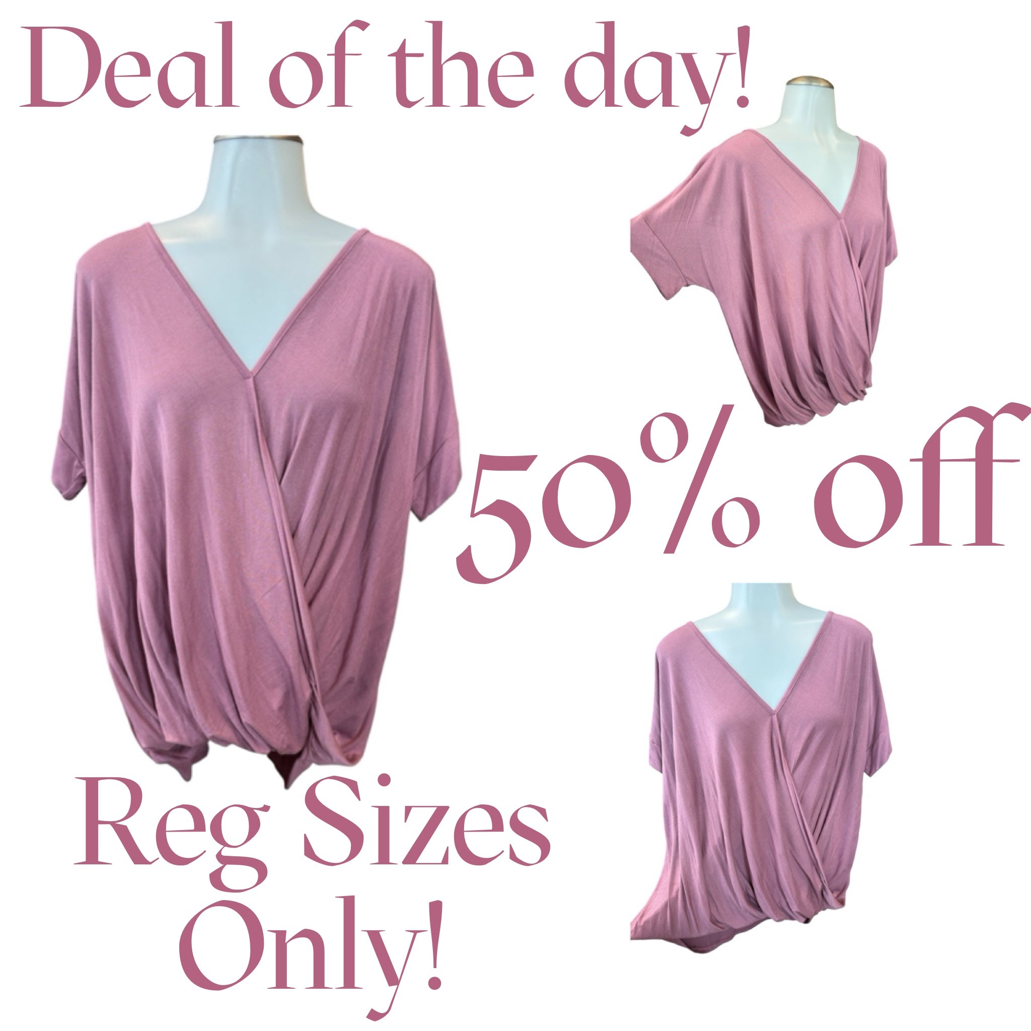 Mauve Draped Front Top- SALE- SMALL & LARGE AVAILABLE