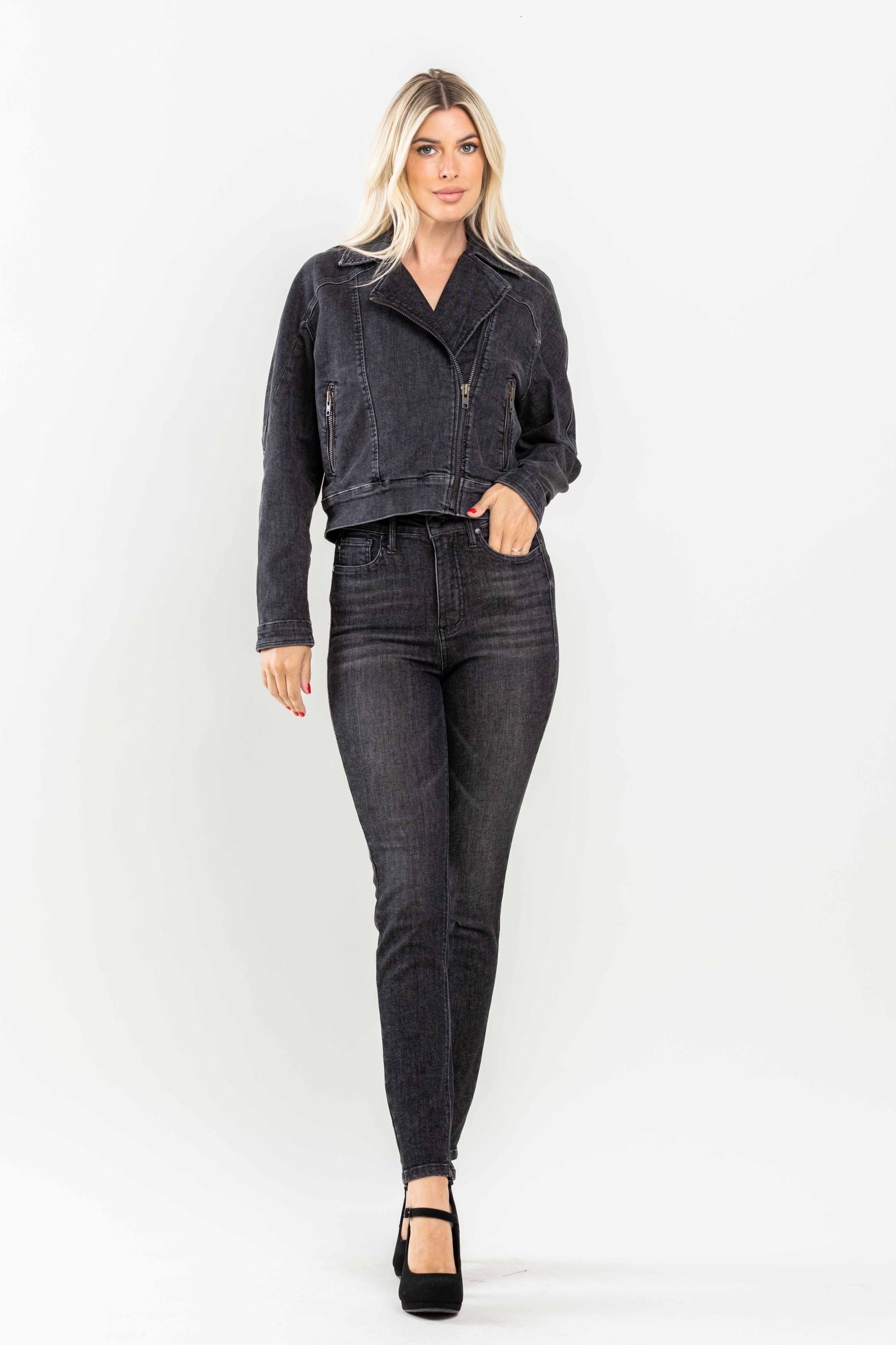 High Waist Tummy Control Black Wash Skinny Denim Judy Blue