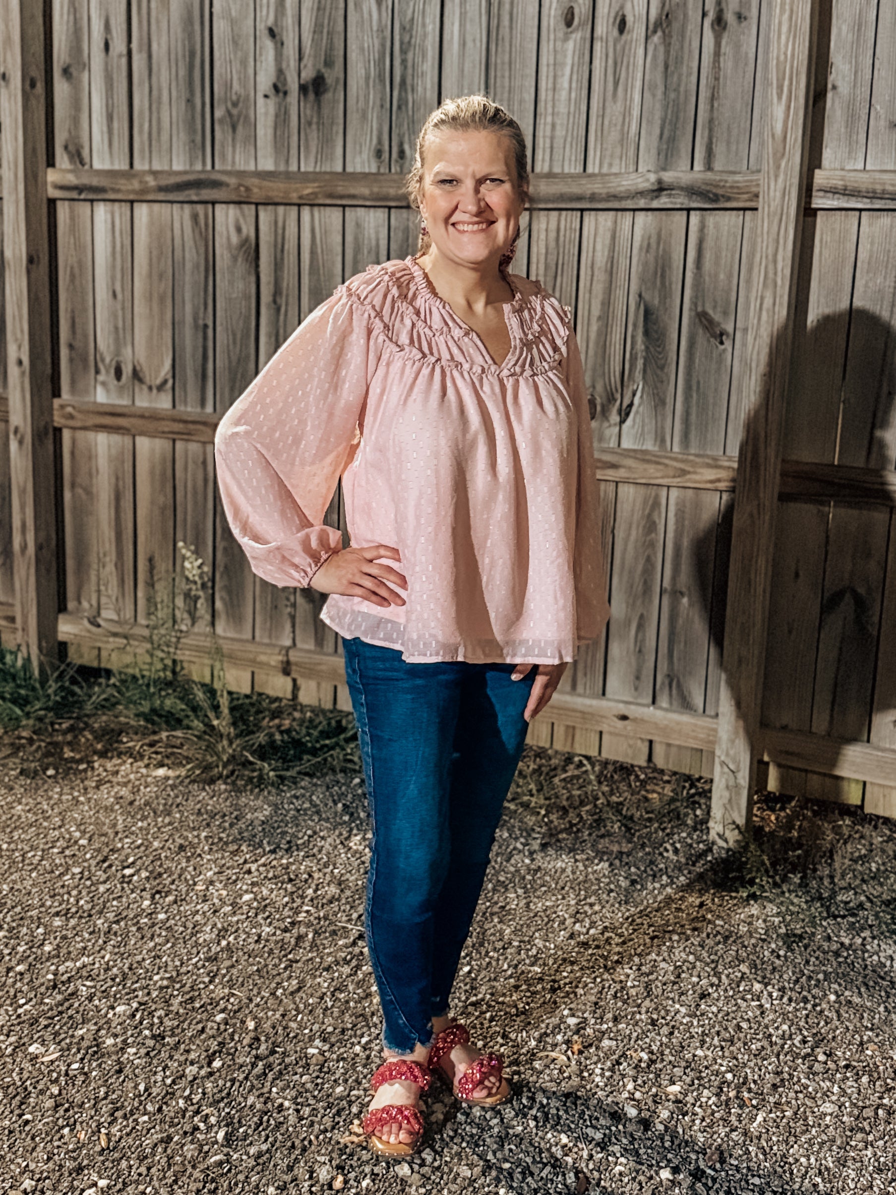 Mauve Ruched Neckline Top- SALE- SMALL AVAILABLE