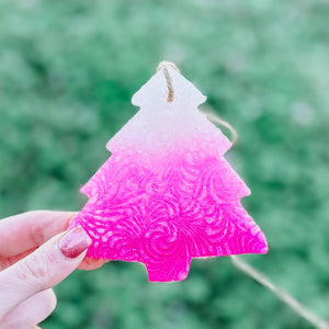 PINK SWIRL CHRISTMAS TREE EMBOSSED DESIGN CLEAN COTTON FRESHIE