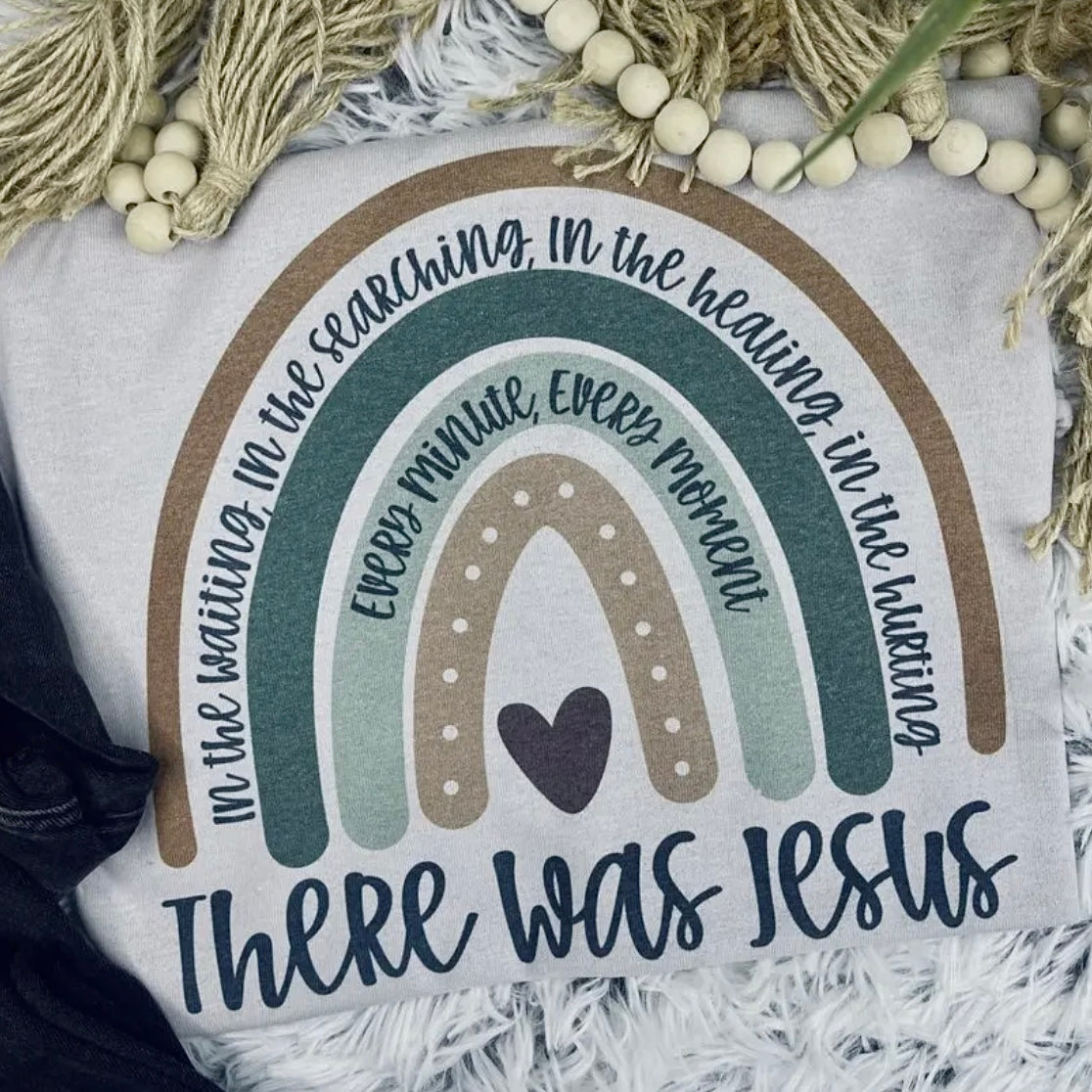 THERE WAS JESUS RAINBOW GREY TEE