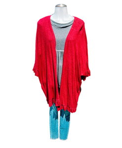 Red Solid Dolman Cardigan