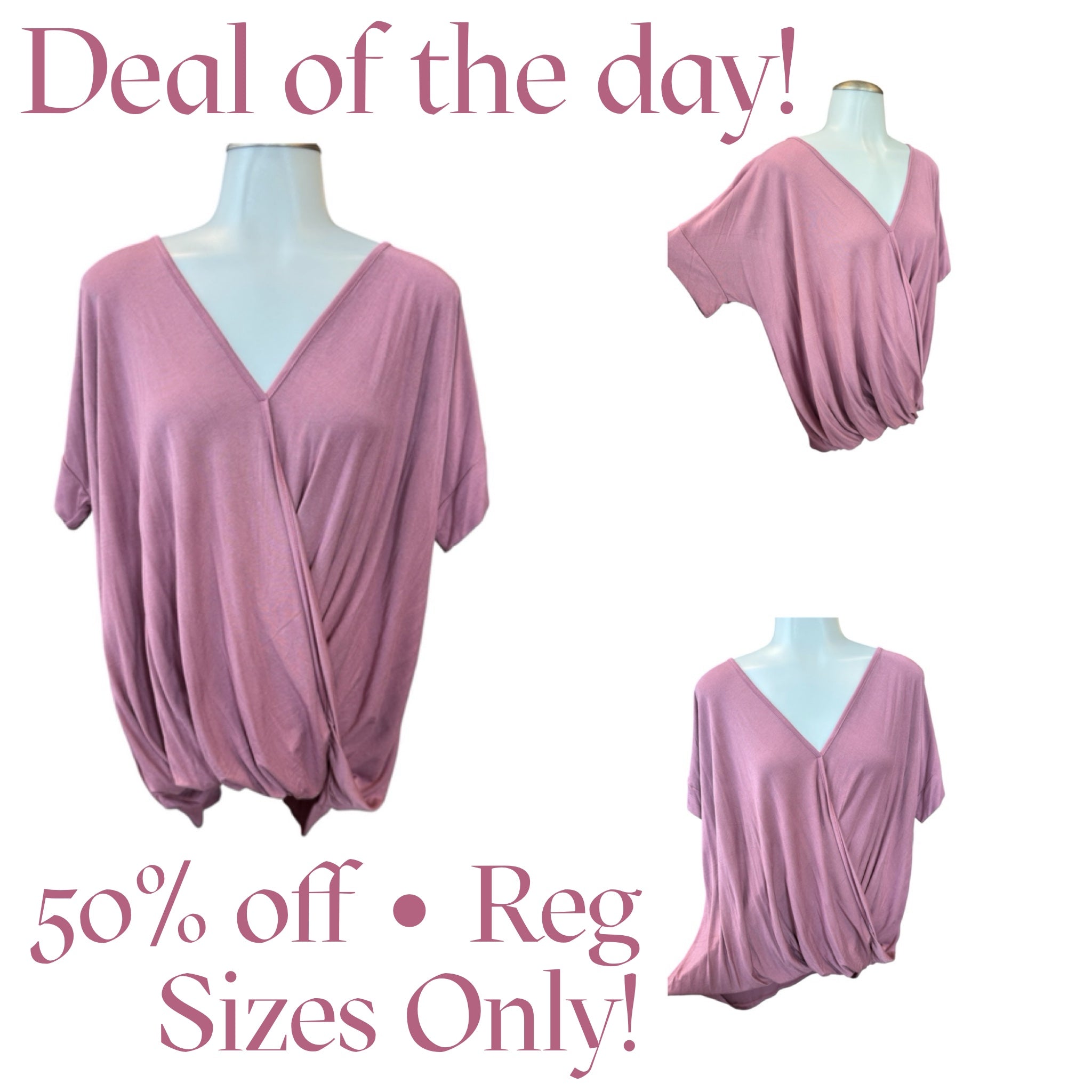 Mauve Draped Front Top- SALE- SMALL & LARGE AVAILABLE