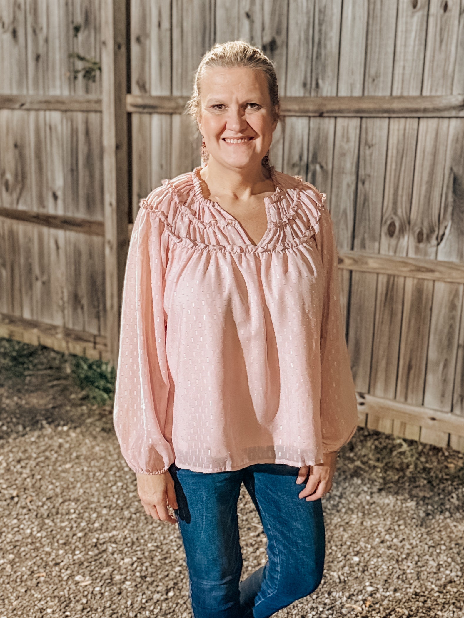 Mauve Ruched Neckline Top- SALE- SMALL AVAILABLE