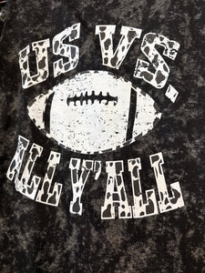 Us Vs. All Y'all Black Acid Wash Football Tank- SALE