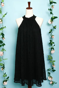 BLACK LACE LINED TIE BACK DRESS-PLUS