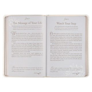 FAUX LEATHER WHITE MR & MRS DEVOTIONAL SOFTCOVER BOOK