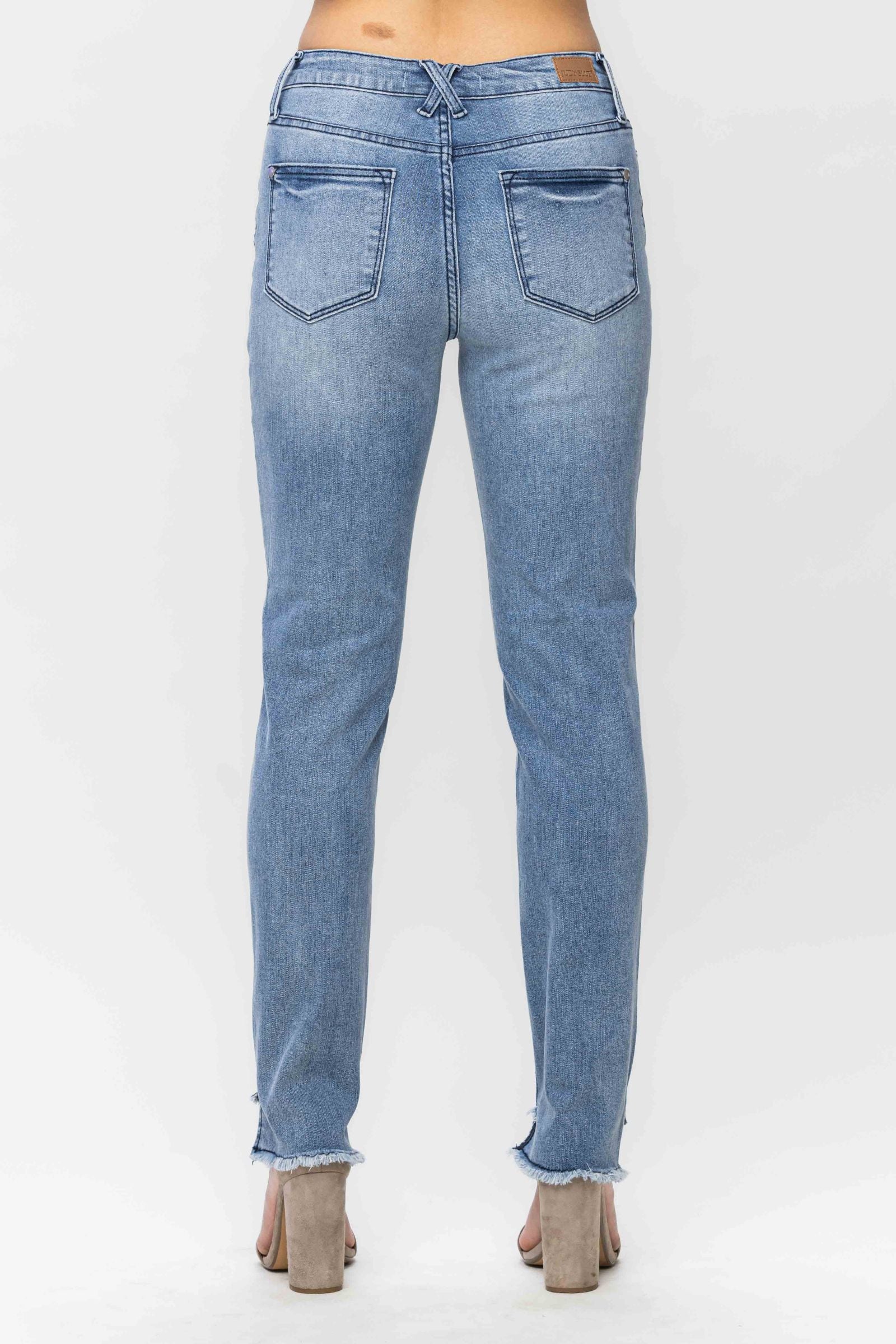 MEDIUM WASH MID RISE COOL DENIM SUSTAINABLE RELAXED JUDY BLUE DENIM-PLUS