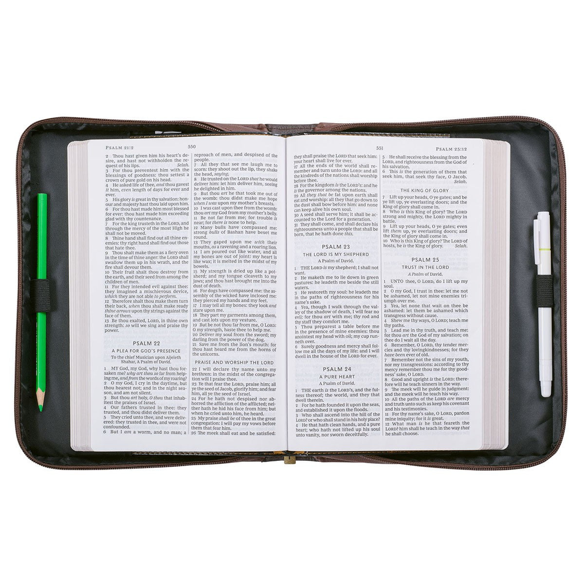 The Lord Is My Strength Brown Faux Leather Bible Cover-MEDIUM