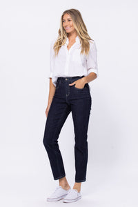 DARKWASH HIGH RISE RINSE WASH MOM JEAN JUDY BLUE DENIM-PLUS