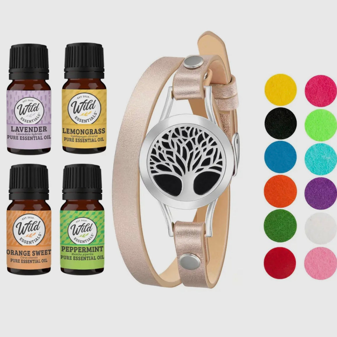 Aromatherapy Bracelet Diffuser & 4 Essential Oils